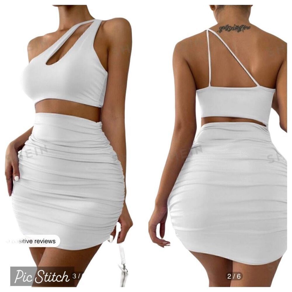 EUC Shein Prive Cut Out Ruched BodCon Dress -     FREE w/purchase!